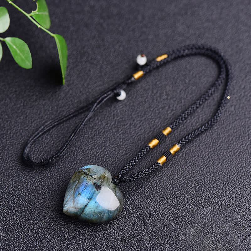 Fortune Jewel Labradorite Love Heart Support Necklace Pendant