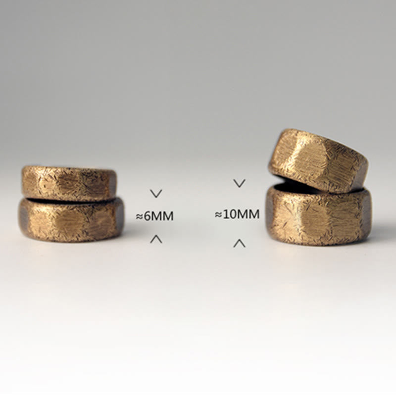 Fortune Jewel Tibetan Simple Design Copper Brass Frosted Wealth Ring
