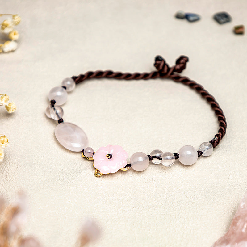 Fortune Jewel The Flower of Love Pink Crystal Soothing Anklet