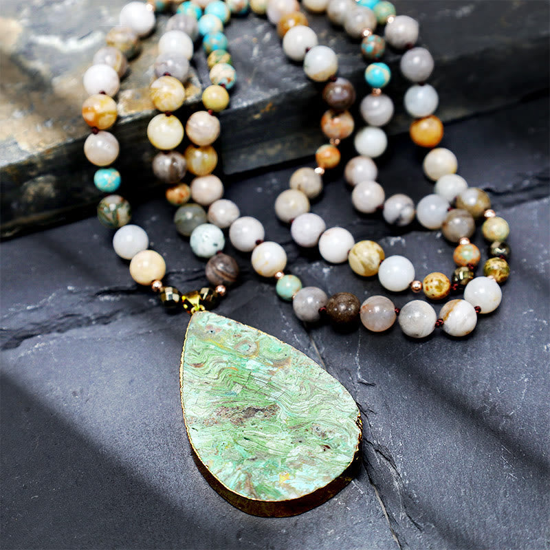 Fortune Jewel Natural Ocean Picasso Jasper Beaded Healing Neckace