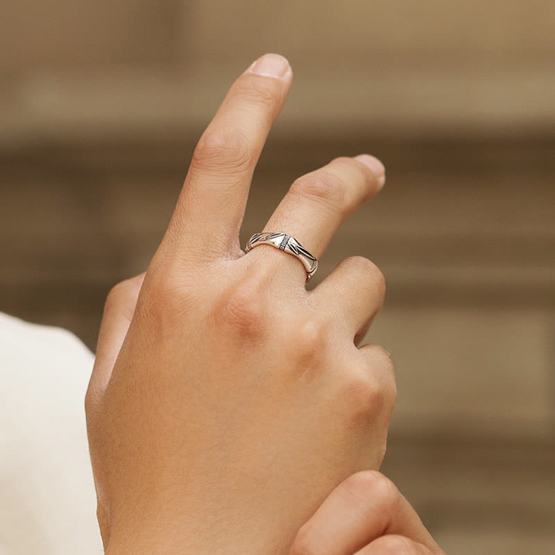 Fortune Jewel Simple Bamboo Design Copper Luck Wealth Adjustable Ring