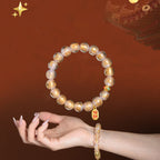 Fortune Jewel Tibetan Incense Ash Liuli Glass Bead Lucky Fortune Fu Character Charm Bracelet