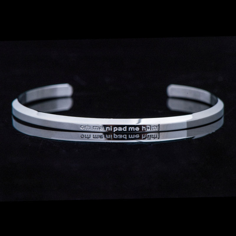 Fortune Jewel Six True Words Engraving Titanium Steel Blessing Protection Bracelet