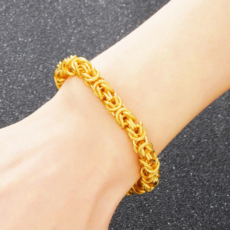 Fortune Jewel 24k Gold Plated Double Headed Dragon Protection Bracelet Fortune Jewel