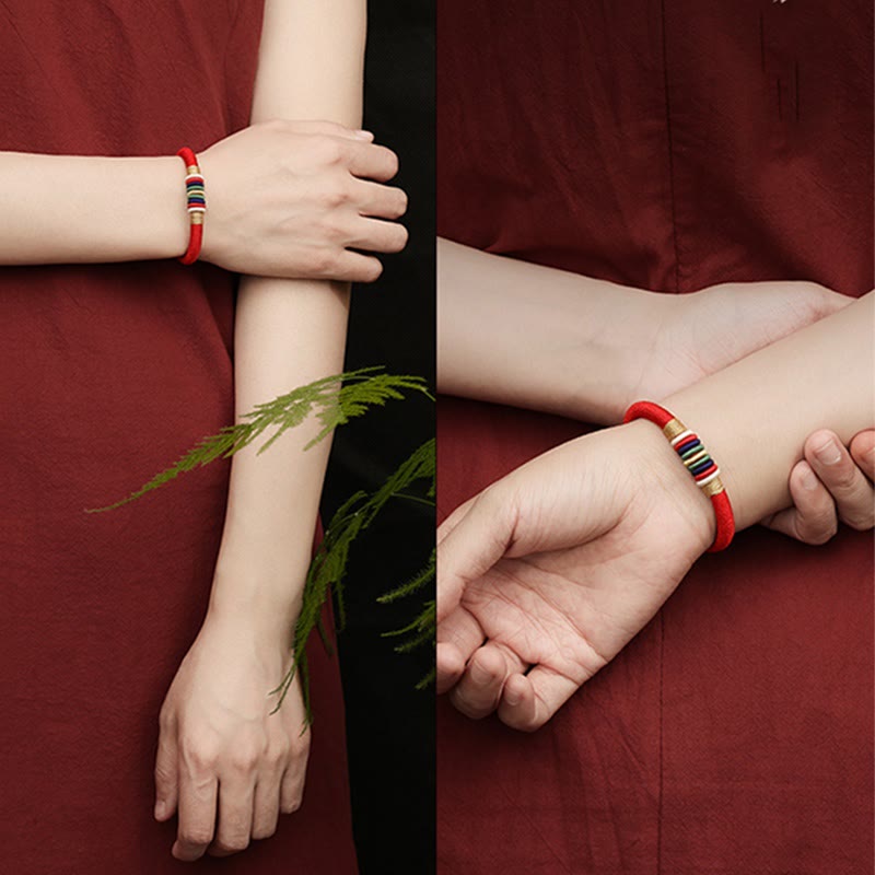 Fortune Jewel Tibetan Handmade Colorful King Kong Knot Five Elements Luck Braid String Bracelet