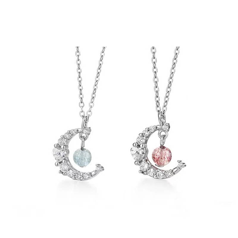 Fortune Jewel Strawberry Quartz Blue Crystal Love Healing Necklace