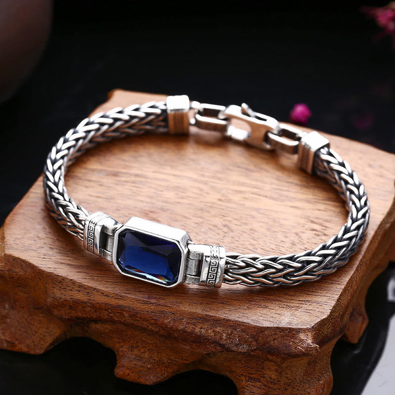 Fortune Jewel Retro Blue Acrylic Dragon Keel Braided Design Healing Wealth Buckle Bracelet