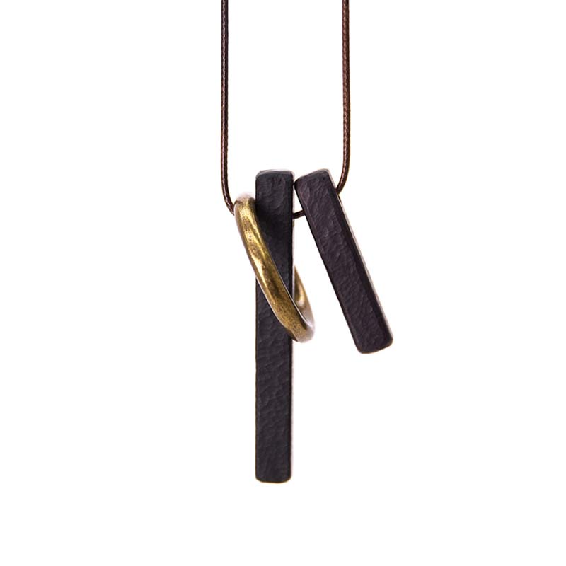 Fortune Jewel Zen Circle Ebony Wood Enlightenment Necklace Pendant Fortune Jewel