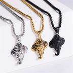 Fortune Jewel Ganesh Ganpati Elephant Titanium Steel Protection Pendant Necklace