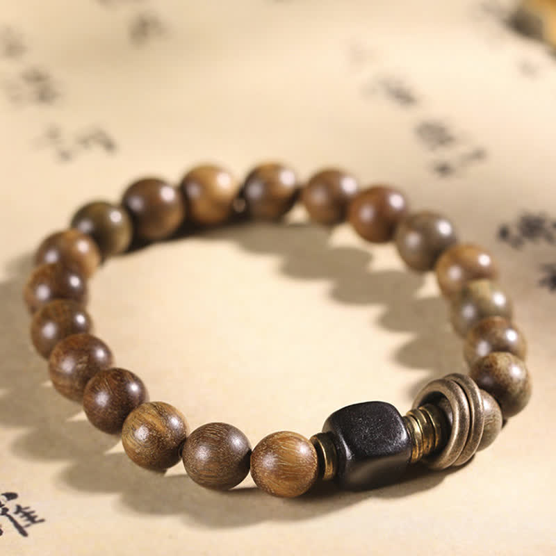 Fortune Jewel Tibetan Green Sandalwood Crystal Soothing Peace Bracelet