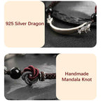 Fortune Jewel 925 Sterling Silver Auspicious Dragon Success Handcrafted Braided Bracelet