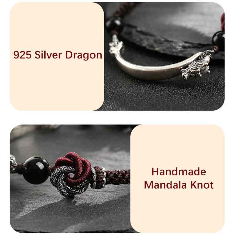 Fortune Jewel 925 Sterling Silver Auspicious Dragon Success Handcrafted Braided Bracelet