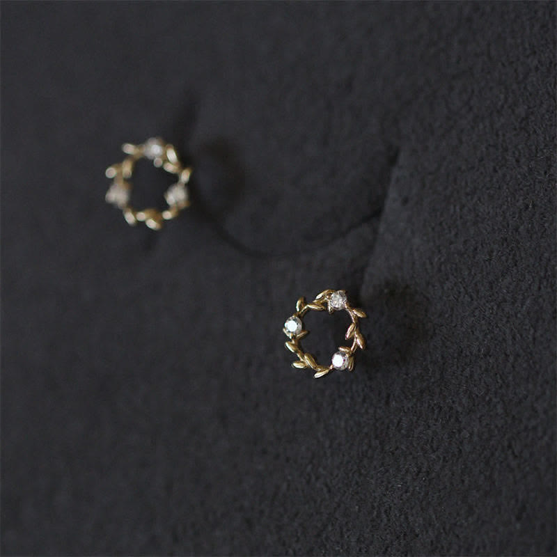 Fortune Jewel 925 Sterling Silver Posts Copper Metal Tiny Wreath Stud Blessing Flower Earrings