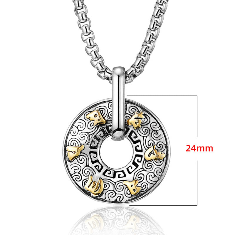 Fortune Jewel Tibetan Om Mani Padme Hum Peace Buckle Creativity Necklace Pendant