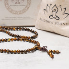 Buddha Stones Tibetan 108 Natural Tiger Eye Gemstone Beads Prayer Mala Bracelet Necklace
