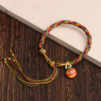Fortune Jewel Gold Swallowing Beast Family Luck Reincarnation Knot Colorful String Bracelet