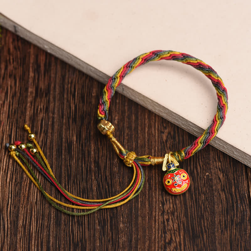 Fortune Jewel Gold Swallowing Beast Family Luck Reincarnation Knot Colorful String Bracelet