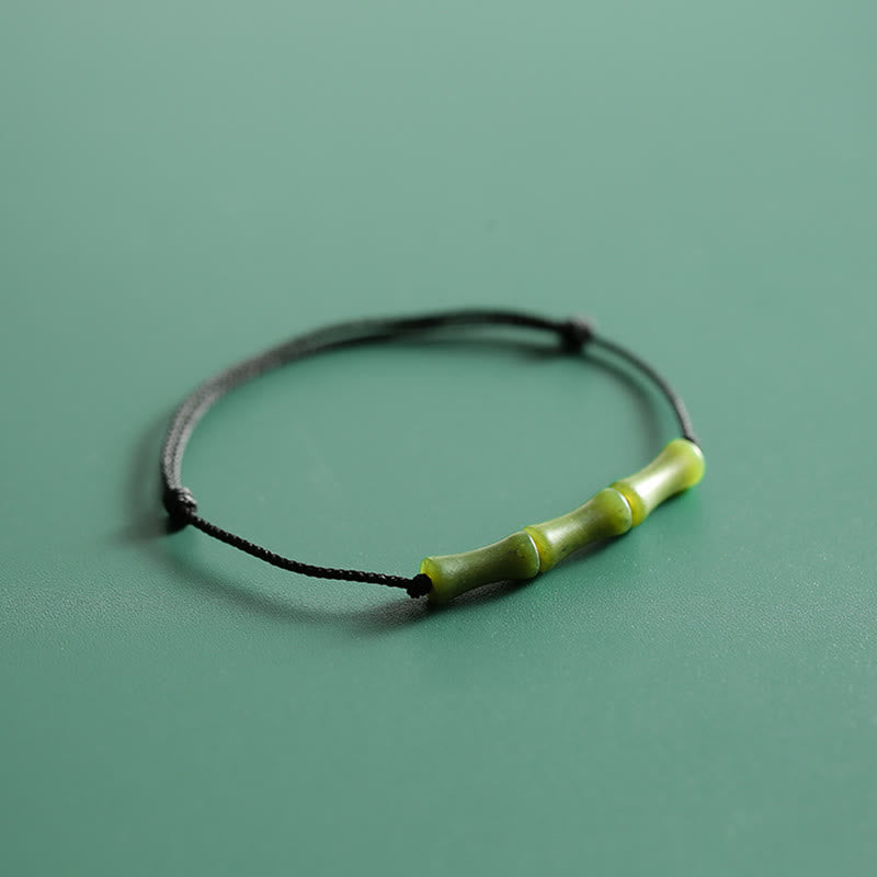Fortune Jewel Green Bamboo Jade Pattern Luck Abundance Bracelet