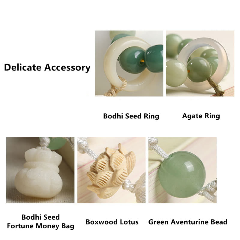 Fortune Jewel Natural Gradient Bodhi Seed Fortune Money Bag Lotus Wisdom Tassel Wrist Mala Fortune Jewel