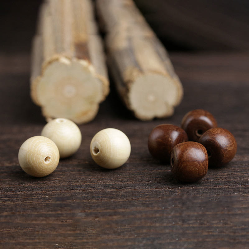 Fortune Jewel Natural Abelia Biflora Wood Hetian Jade Bamboo Bead Warding Off Evil Spirits Bracelet