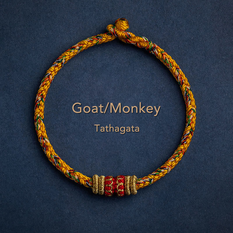 Fortune Jewel Tibet Handmade Chinese Zodiac Natal Buddha Luck Strength Braided String Bracelet