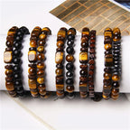 Fortune Jewel Tiger Eye Frosted Stone Hematite Courage Bracelet