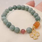 Fortune Jewel Jade Four Leaf Clover Charm Prosperity Bracelet