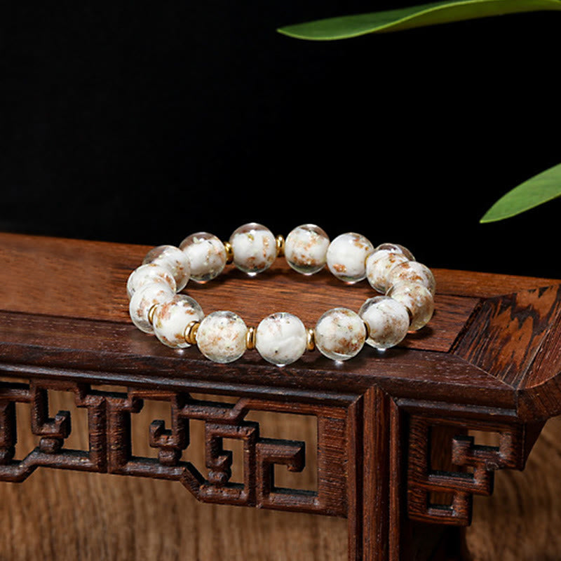 Fortune Jewel Gold Swallowing Beast Family Charm Luminous Fluorescent Liuli Glass Bead Success Bracelet