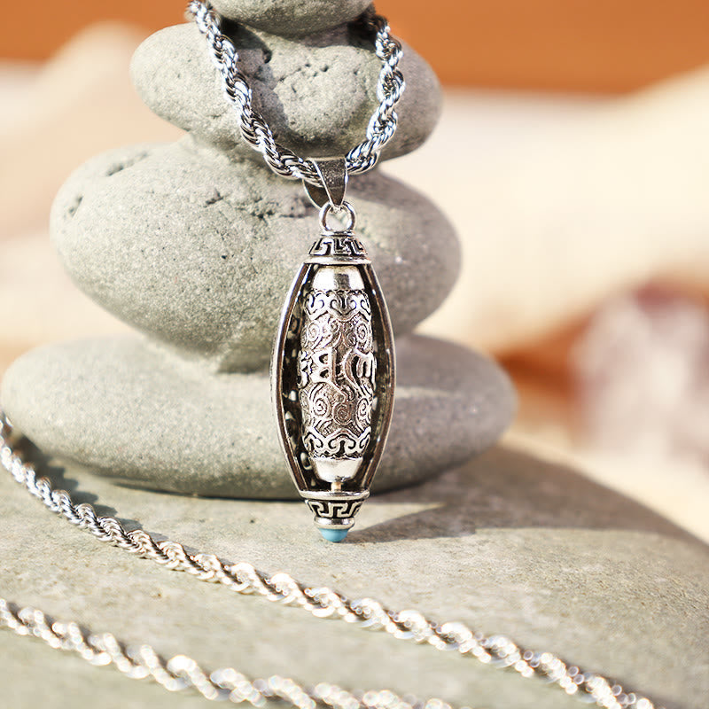 Fortune Jewel Tibet Om Mani Padme Hum Protection Necklace Rotatable Pendant