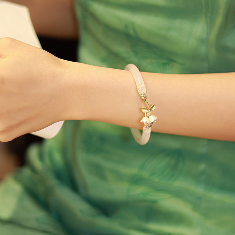 Fortune Jewel Lily of the Valley Flower Happiness Strength Bracelet Bangle