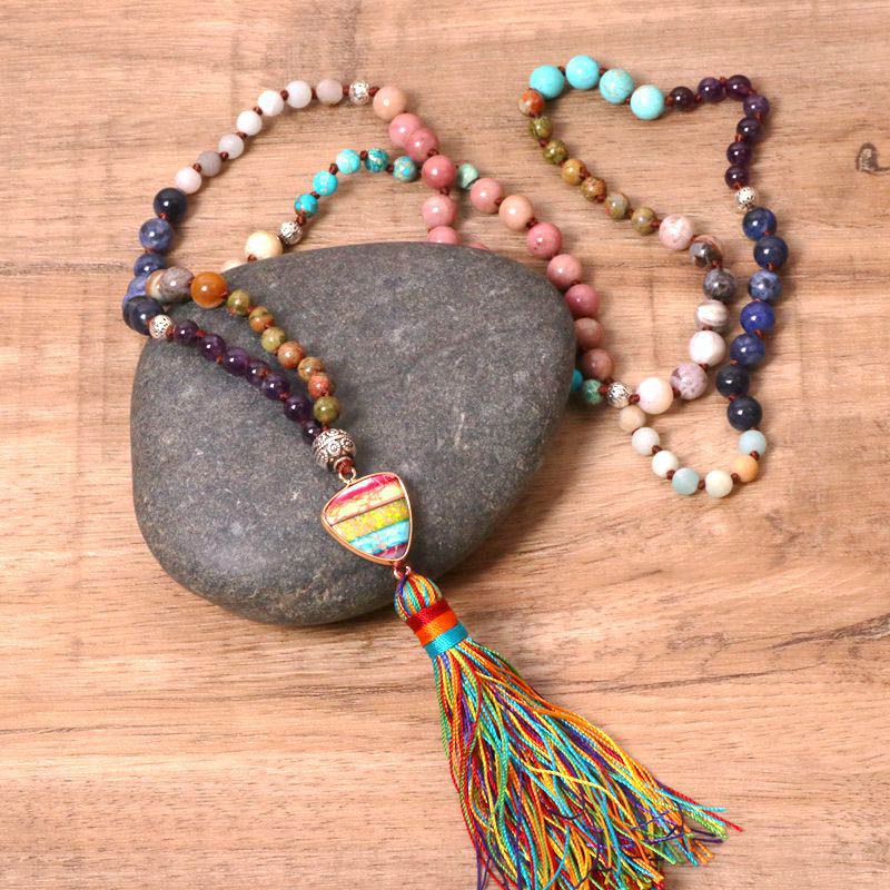 Fortune Jewel Tibetan Turquoise Lazurite Zebra Jasper Balance Necklace