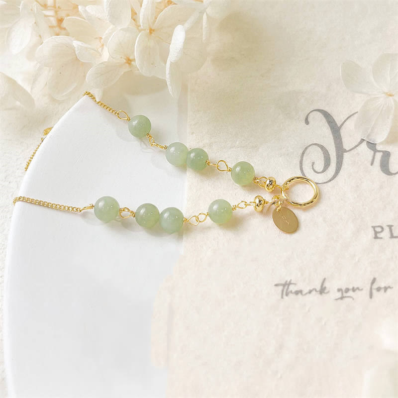 Fortune Jewel Unique Natural Hetian Jade 14K Gold filled Luck Beaded Bracelet