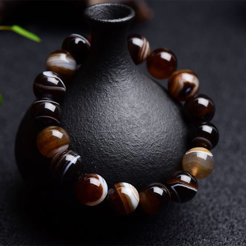 Fortune Jewel Tibetan Sardonyx Happiness Positive Bracelet