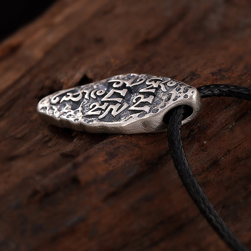 Fortune Jewel Tibetan 925 Sterling Silver Om Mani Padme Hum Dorje Vajra Engraved Strength Necklace Pendant