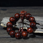Fortune Jewel Rosewood Green Sandalwood Small Leaf Red Sandalwood Dragon Carved Protection Bracelet