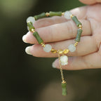 Fortune Jewel Green Bamboo Jade Lily of the Valley Wealth Bracelet