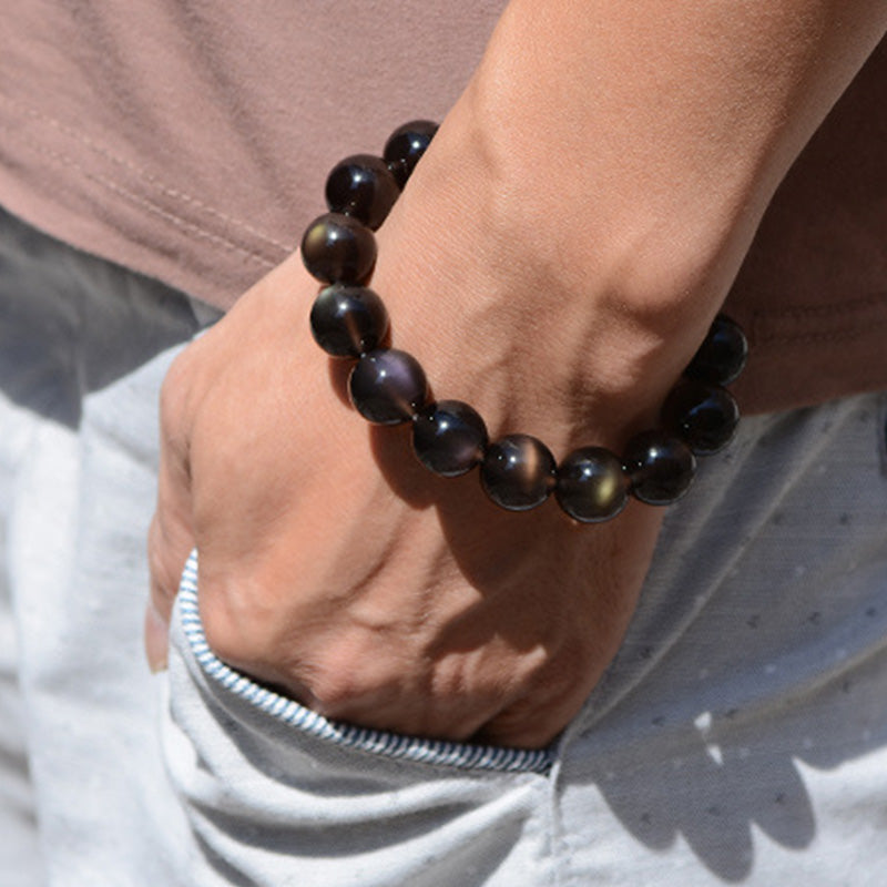 Fortune Jewel Natural Rainbow Obsidian Positive Bracelet