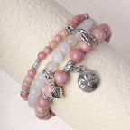 Fortune Jewel 3PCS Natural Quartz Crystal Beaded Healing Energy Lotus Bracelet