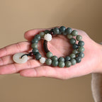 Fortune Jewel Cyan Bodhi Seed Lotus Jade Peace Buckle Wisdom Double Wrap Bracelet