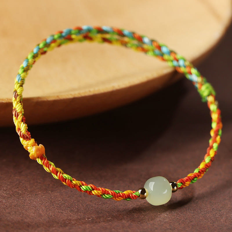 Fortune Jewel Colorful Rope Luck Jade Bead Abundance Bracelet