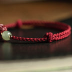 Fortune Jewel Natural Cinnabar Chinese Zodiac Hetian Jade Fu Character Luck Rope Bracelet