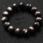 Fortune Jewel Natural Silver Sheen Obsidian Soothing Protection Bracelet