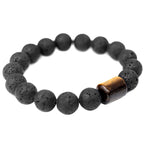 Fortune Jewel Lava Rock Ebony Wood Tiger Eye Healing Bracelet