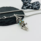 Fortune Jewel Tibet Vajra Dorje Pattern Copper Luck Wealth Metal Necklace Pendant