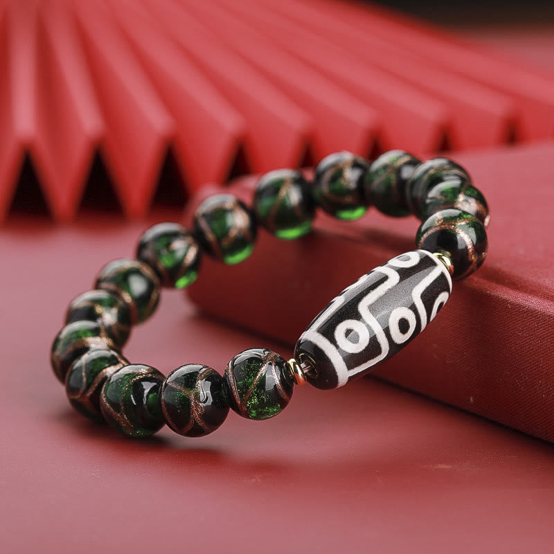 Fortune Jewel Tibetan Nine-Eye Dzi Bead Three-eyed Dzi Bead Liuli Glass Bead Wealth Bracelet
