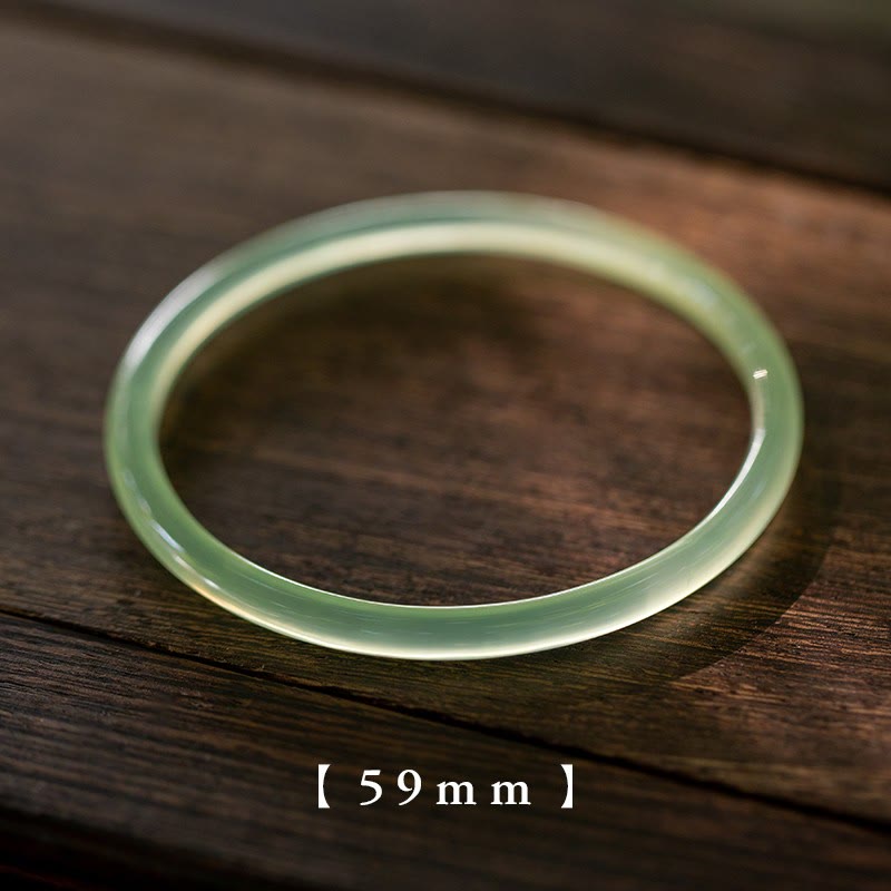 Fortune Jewel Natural Green Chalcedony Strength Courage Cuff Bangle Bracelet