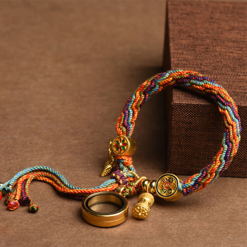 Fortune Jewel Tibetan Om Mani Padme Hum Dreamcatcher Luck Colorful Reincarnation Knot String Bracelet