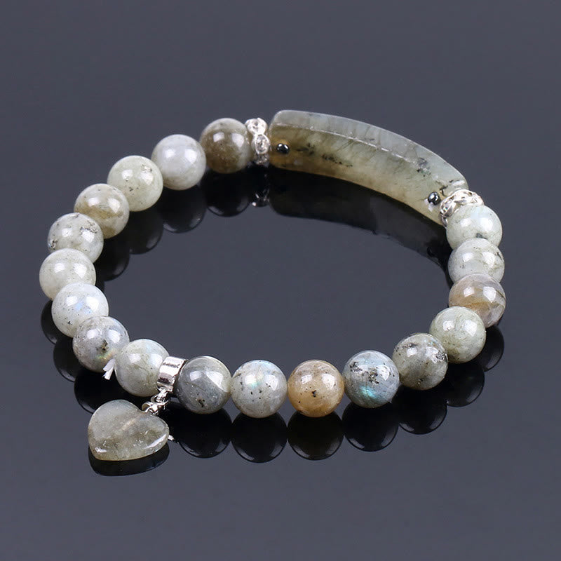 Fortune Jewel Natural Quartz Love Heart Healing Beads Bracelet