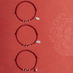 Fortune Jewel 925 Sterling Silver Lucky Fortune Peace Joy Lotus Peace Buckle Red String Bracelet