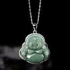 Fortune Jewel Laughing Buddha Jade Abundance Necklace Titanium Steel Chain Pendant Fortune Jewel